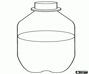 Plastic fles halfvol kleurplaat