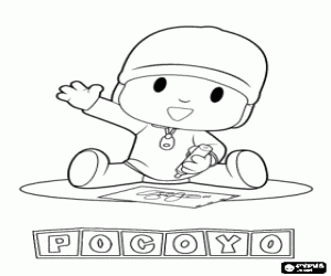 Pocoyo vestigt op een papier kleurplaat
