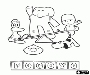Pocoyo met zijn vrienden kleurplaat