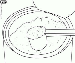 Poeder van de melk met een lepel kleurplaat