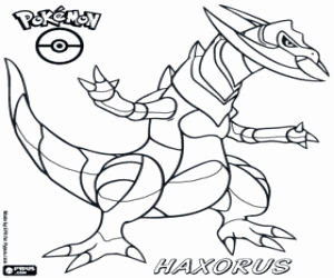 Een Pokemon draak, Haxorus kleurplaat