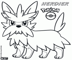 Een pokemon hond Herdier kleurplaat