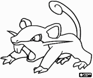 Een Pokémon rat Rattata kleurplaat