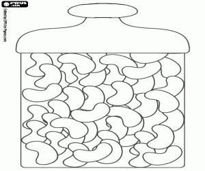 Pot met traktaties zoals bonen kleurplaat