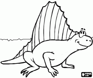 Een prehistorische dier, Dimetrodon kleurplaat