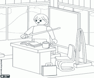 Professor aan de school van Playmobil kleurplaat