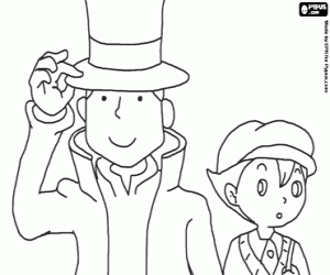 Professor Layton en Luke Triton kleurplaat