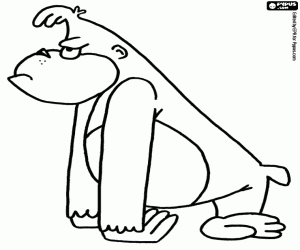 Profiel van een boos gorilla kleurplaat