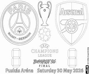 PSG vs Arsenal, finale 2025-2026 kleurplaat
