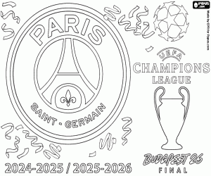 PSG, x2 Champions League 2026 kampioenen kleurplaat