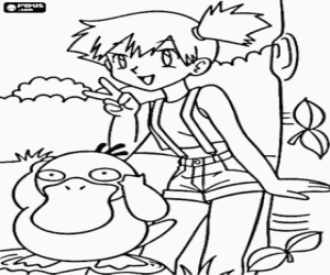 Psyduck en May, Pokemon kleurplaat