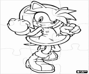 Puzzel van Amy Rose, Sonic kleurplaat