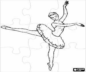 Puzzel van een ballerina kleurplaat