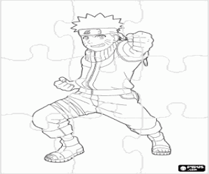 Puzzel met de ninja Naruto kleurplaat