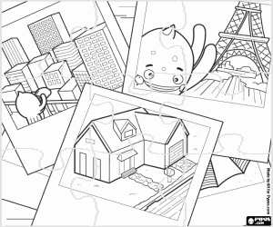 Puzzel met de reis van Pypus kleurplaat