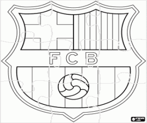 Puzzel van het FC Barcelona logo kleurplaat