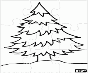 Puzzel van een kerstboom kleurplaat