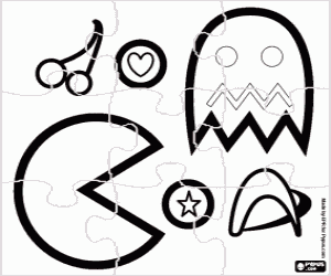 Puzzel van Pac-Man kleurplaat