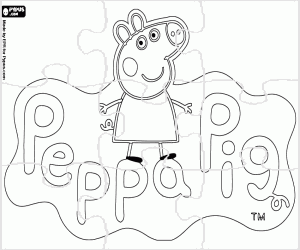 Puzzel van Peppa Pig logo kleurplaat