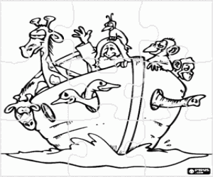 Puzzel voor de Ark van Noach kleurplaat