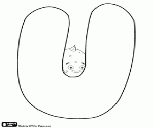 Pypus achter de letter U kleurplaat