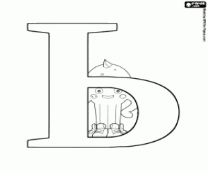 Pypus achter de Russische letter Ь kleurplaat