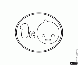 Pypus de munten van 1 cent kleurplaat