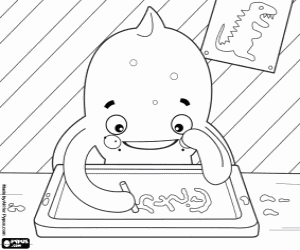 Pypus de octopus schrijft met krijt kleurplaat