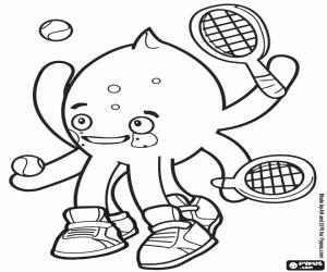 Pypus de octopus, een tennisser kleurplaat