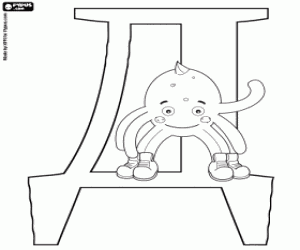 Pypus met de Russische letter Д kleurplaat