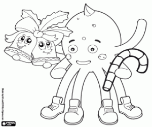 Pypus met klokken en een snoep kleurplaat