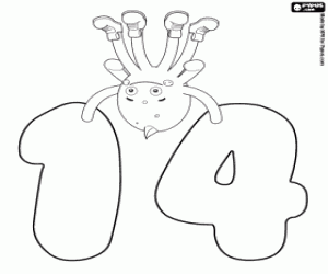 Pypus over het nummer veertien kleurplaat