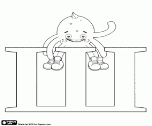 Pypus over Russische letter Ш kleurplaat