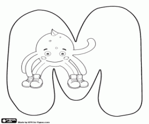 Pypus sprong en de letter M kleurplaat