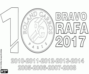 Rafa Nadal, 10 Roland Garros titels kleurplaat