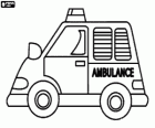 Ambulance, een zijaanzicht van voertuig