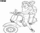 Motorfiet scooter met meisje en jongen - Barbie en Ken
