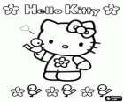 Hello Kitty met bloemen en vogels