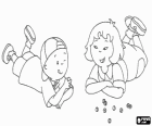 Caillou spelen met knikkers met haar vriendin Sarah