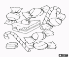 Diverse snoepjes of snoep - Snoepgoed, snoep stokken en een stuk taart