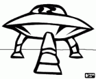 Alien ruimteschip, vliegende schotel of UFO is geland of geland op het oppervlak