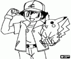 Ash, Pokemon trainer met zijn eerste Pokemon Pikachu