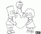 Bart en Lisa, de oudere broers, stijgt de kleine Maggie op een hart