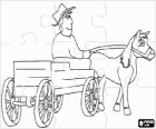 Puzzel van boer met paard en wagen. Vervoer Puzzel