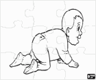Puzzel van baby kruipen