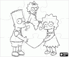 Puzzel van Bart en Lisa, de oudere broers, stijgt de kleine Magie op een hart