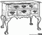 Commode met benen, borst van grote lades