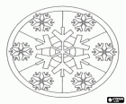 Kerst mandala met ijskristallen die vorm sneeuwvlokken