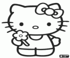 Hello Kitty met een bloem in haar hand