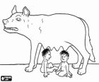 Romulus en Remus, de stichters van Rome, gezoogd door een wolvin